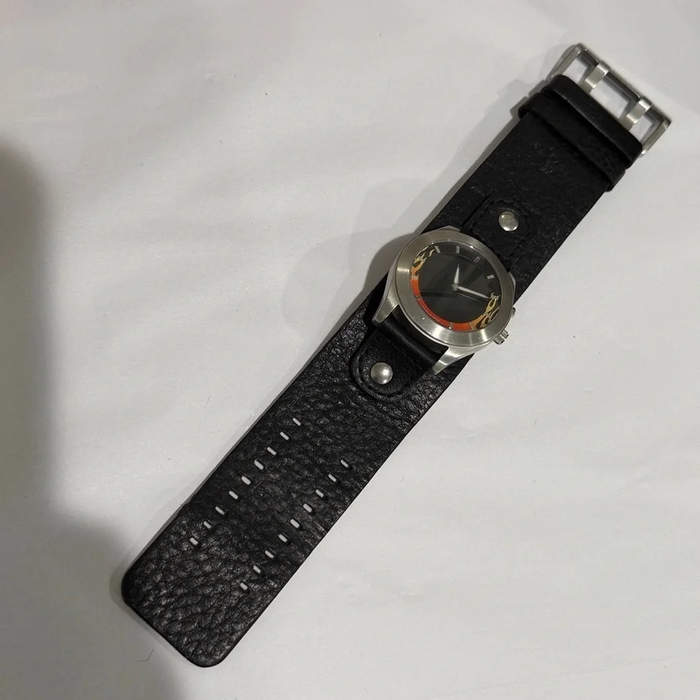 Rare Y2K Fossil Big Tic JR-8200 Flame Watch Leather Band